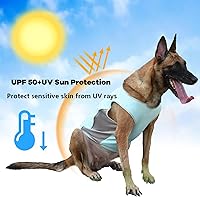 Vista 2 de Camiseta de protección solar UPF 50+ para perros medianos y grandes, chaleco transpirable sin mangas con tiras reflectantes, camiseta para fanáticos