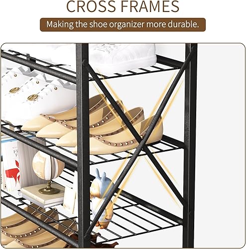 Miniatura 8 de Organizador de zapatos alto de 8 niveles, estante de zapatos de gran capacidad con capacidad para 32 pares de zapatos, duradero y estable, estante