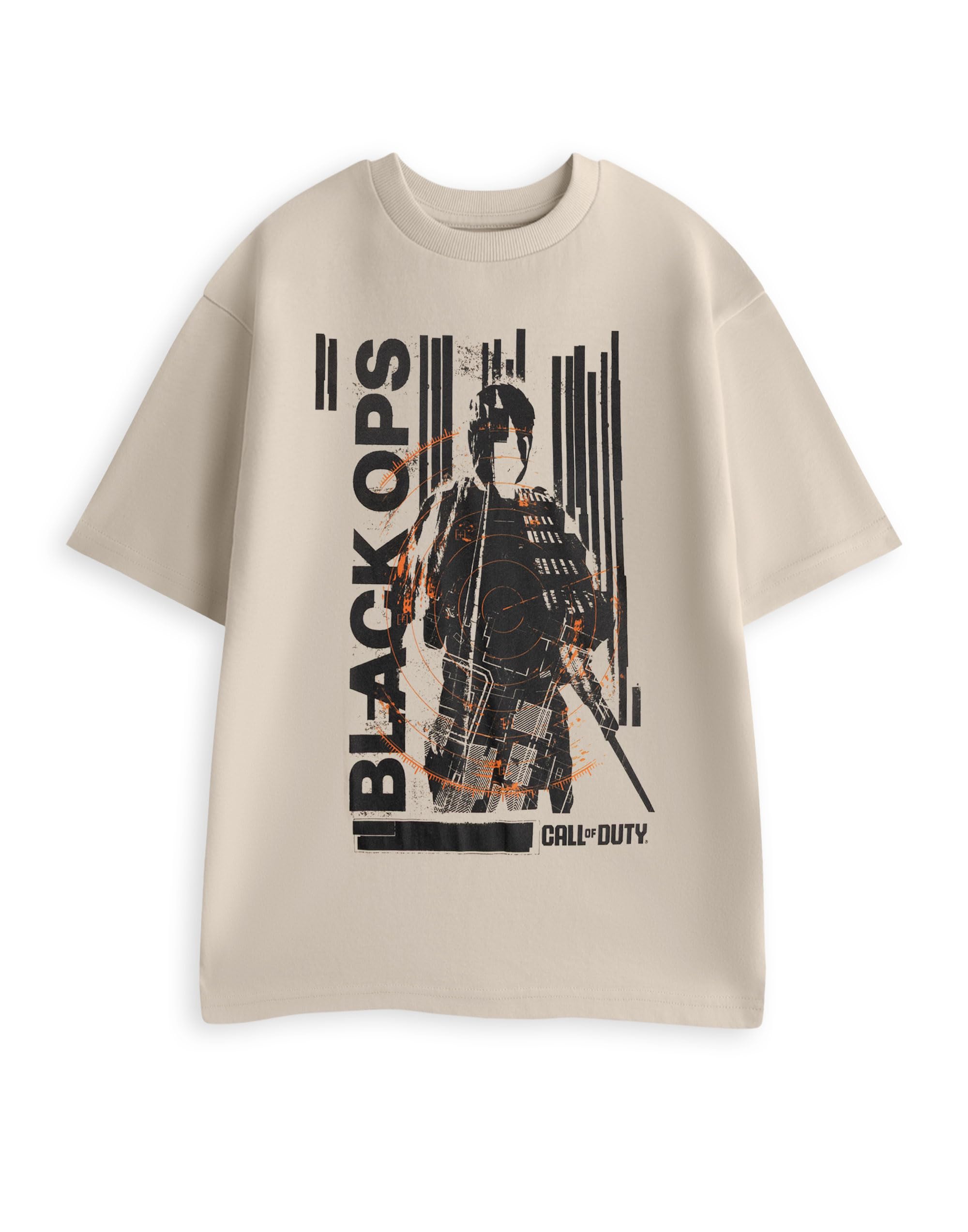 B&Q -  Call Of Duty Mens Beige Black Ops Target Short Sleeved T-Shirt (Medium)