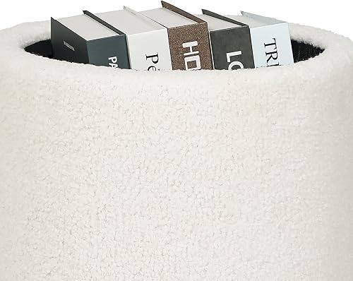 Miniatura 7 de Homebeez Otomana redonda de terciopelo, silla de tocador, mesa auxiliar pequeña, taburete de pasillo para sala de estar y dormitorio (blanco)