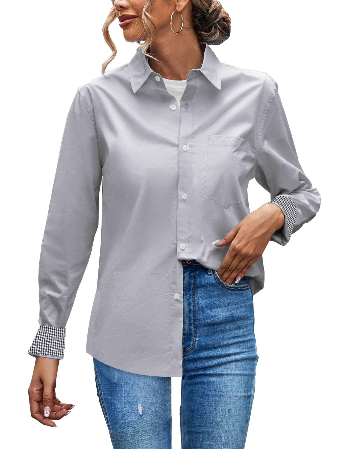 SANGTREEGirls & Women's Long Sleeve Flannel Plaid Shirt Button Down Shirts, 3 Months - US 2XL