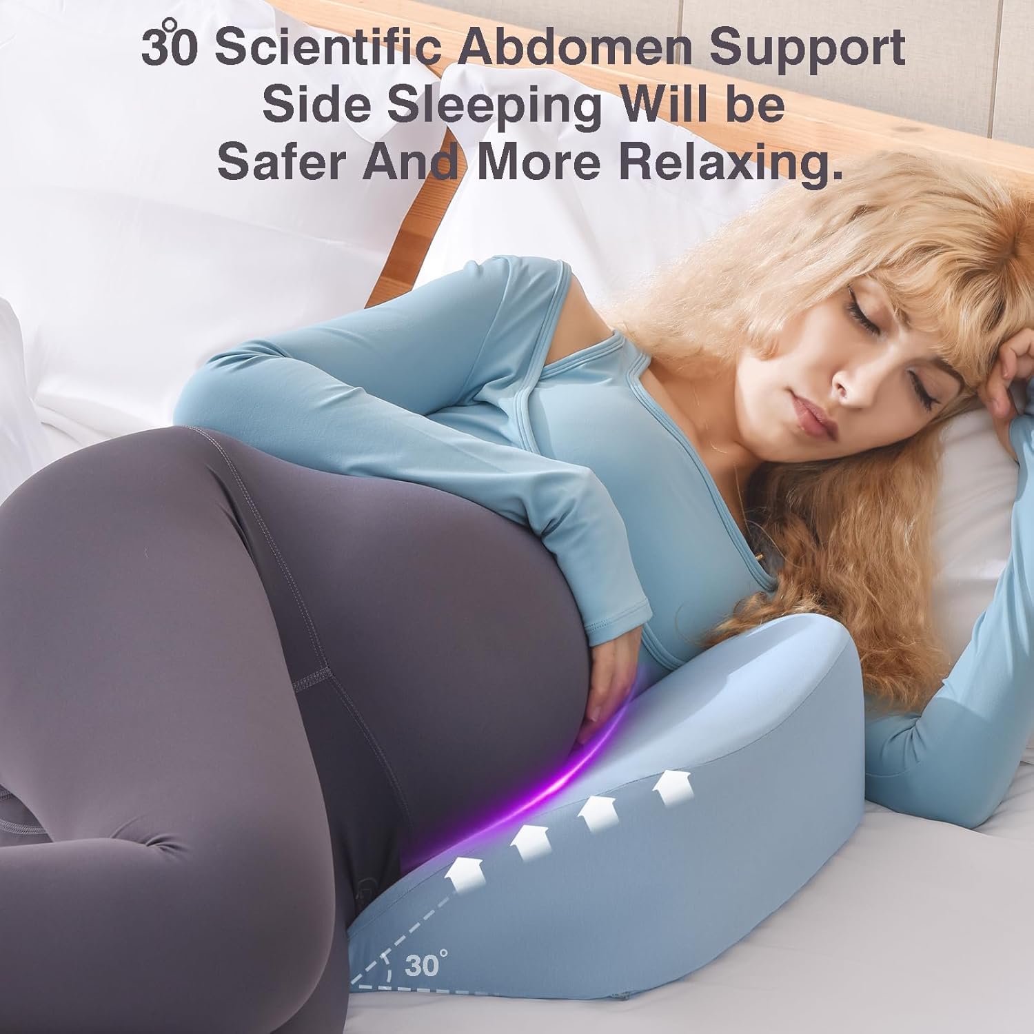 Memory Foam Pregnancy Wedge Pillows for Sleeping, Upgraded Maternity Pillow for Side Sleeper, Pregnancy Body Pillow for Pregnant Women Support for Back, Belly, HIPS, Detachable Pillow Cover (Blue)