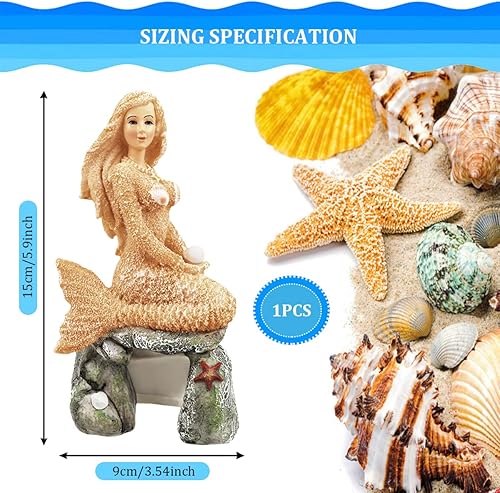 Miniatura 2 de Estatua de sirena para acuario, estatua de sirena, decoración de pecera, escultura de sirena, adornos de resina para decoración de peceras