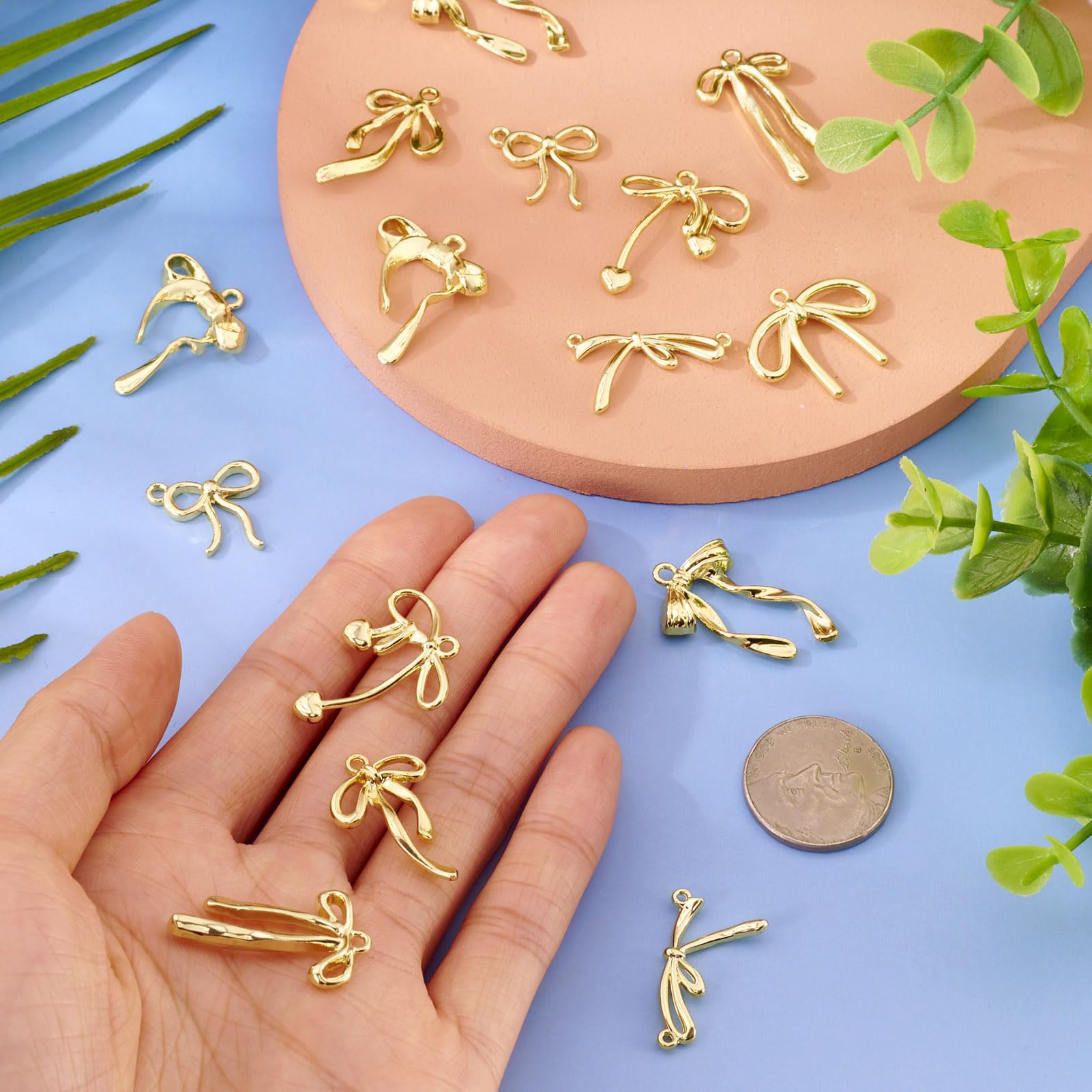 Bestewelry 18 Pcs Bowknot Alloy Charms Bulk Golden Bowknot Pendants Gold Bow Charms for Jewelry Making DIY Necklace Earrings Crafts - Image 3