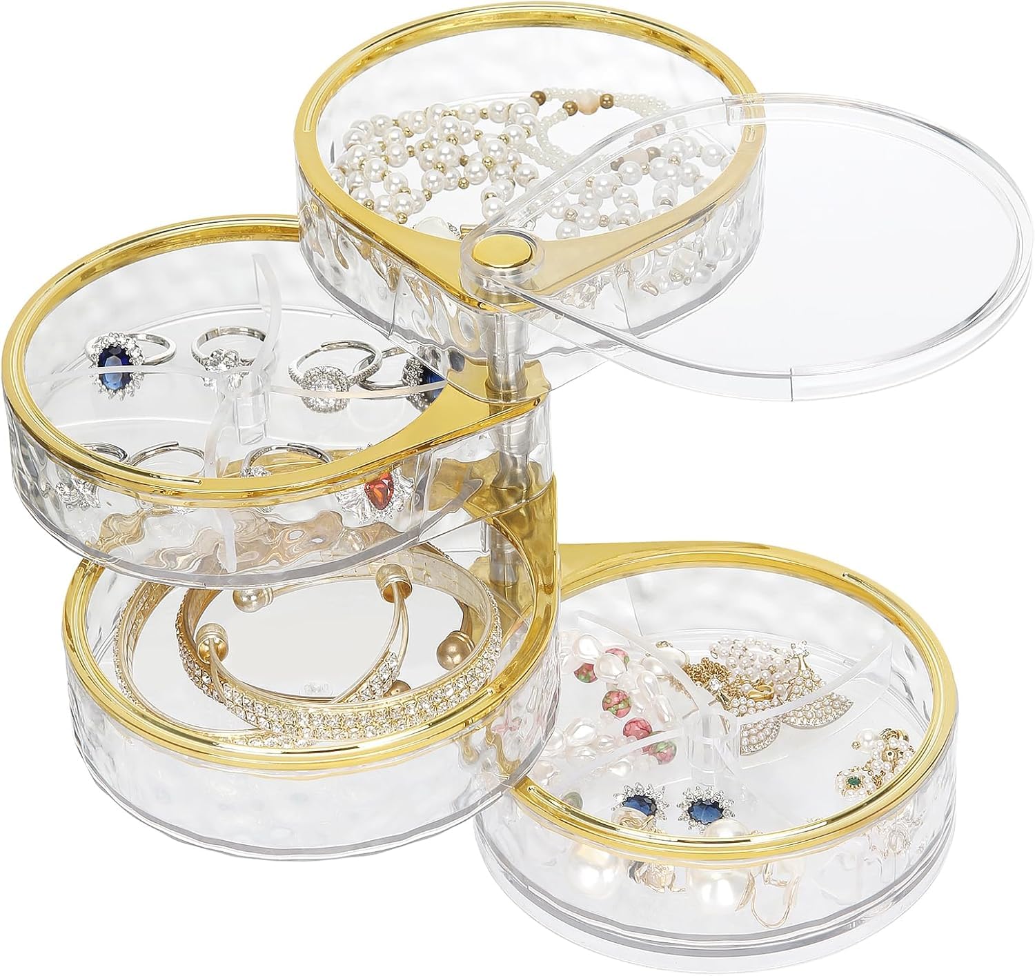 Earring Organizer Box Clear Storage Acrylic for Earrings Necklace Organizer Jewelry Box, 4-Tier Hair Accessories Organizer with Lid, Jewelry Holder, Makeup Accessories Container (WHITE)-image-12