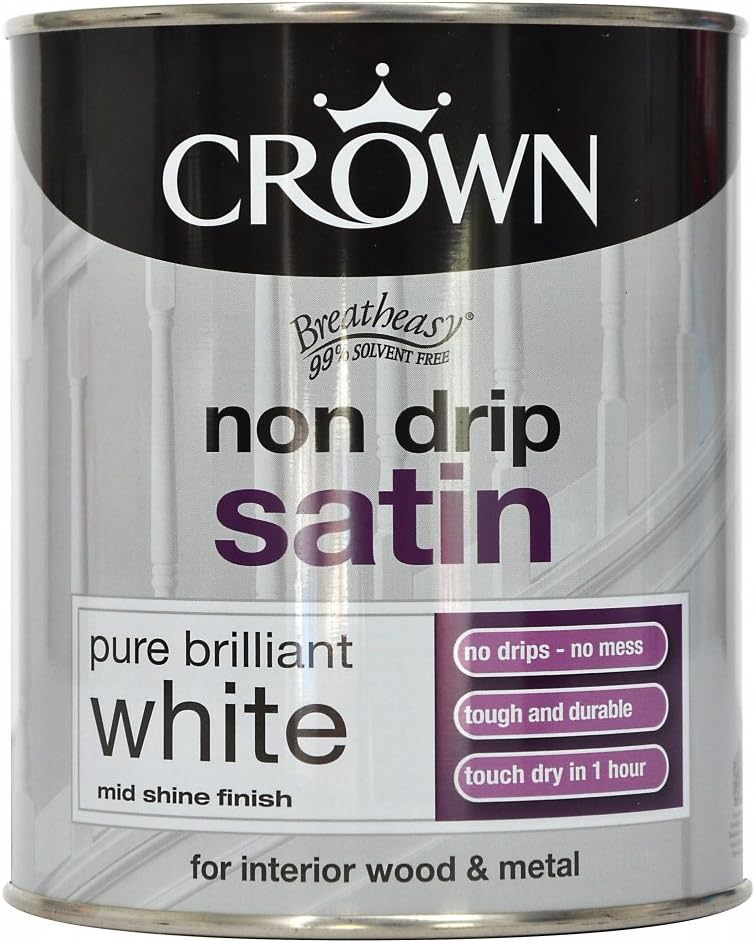 Crown Non Drip Satin 750ml Pure Brilliant White (399265)