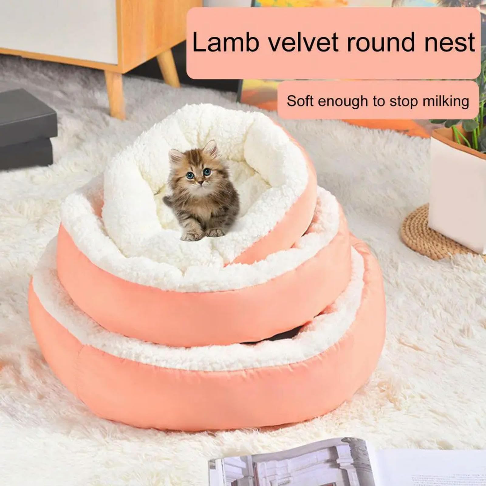 MdybF Letto per Cani Peluche Rotondo Cat House Caldo Confortevole Cat Bed Medium Piccolo Kennel Dog Divano Bed Pet Calming Dog Forniture da Letto Accessori