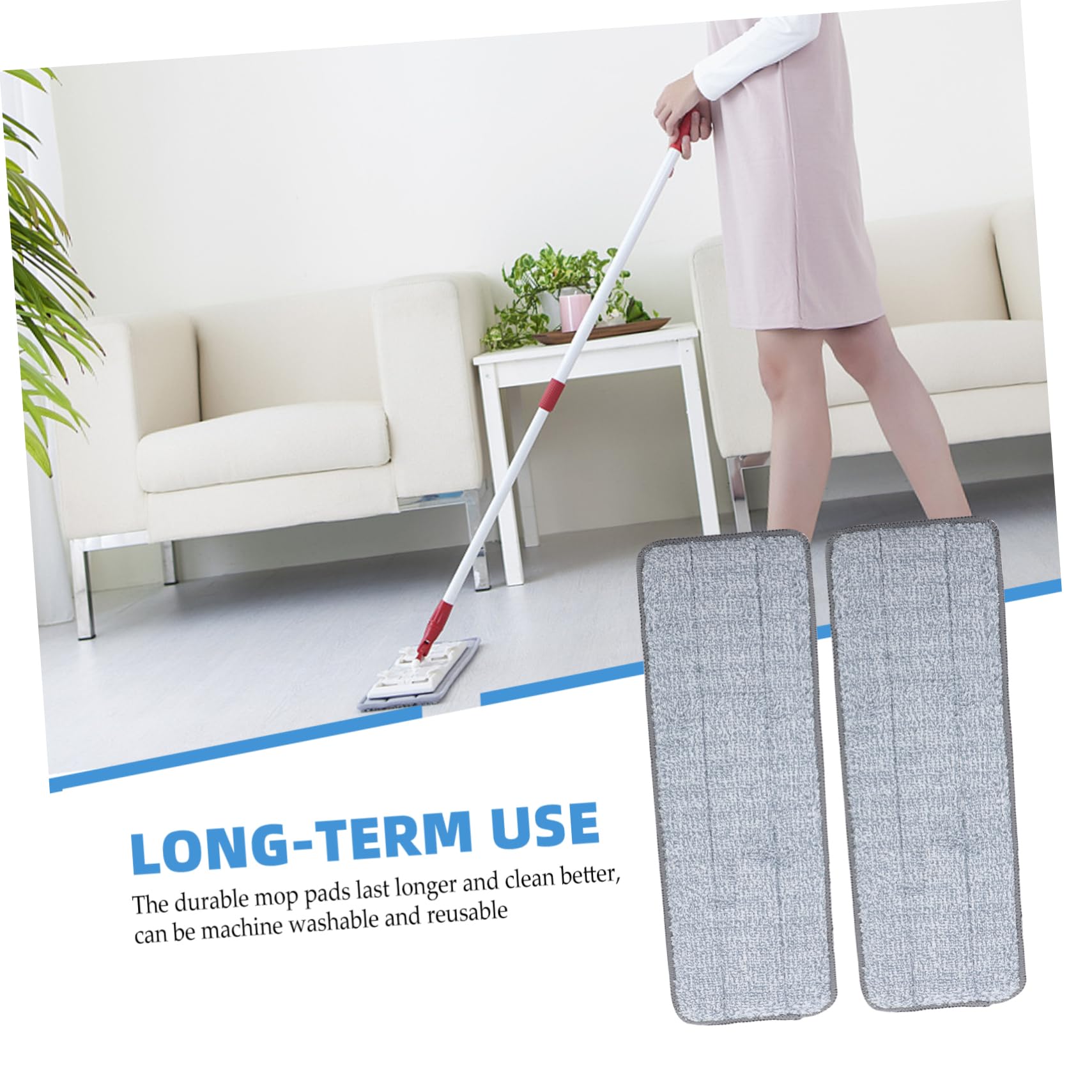 minkissy Lingettes de Nettoyage Lot de 2 Réutilisables en Fibre Synthétique Lavables Efficaces pour Coins Étroits et Plinthes pour Tête de Balai Adaptées aux Écoles et Auditoriums
