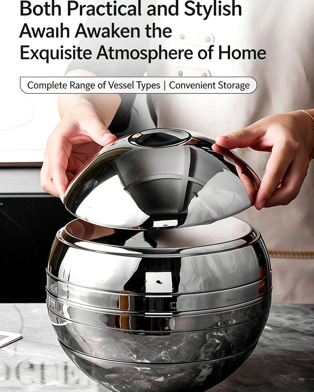 Juego de platos divididos de acero inoxidable 304, 7 bandejas de servir reutilizables con aislamiento de doble capa para cocina, hogar, restaurante, comedor
