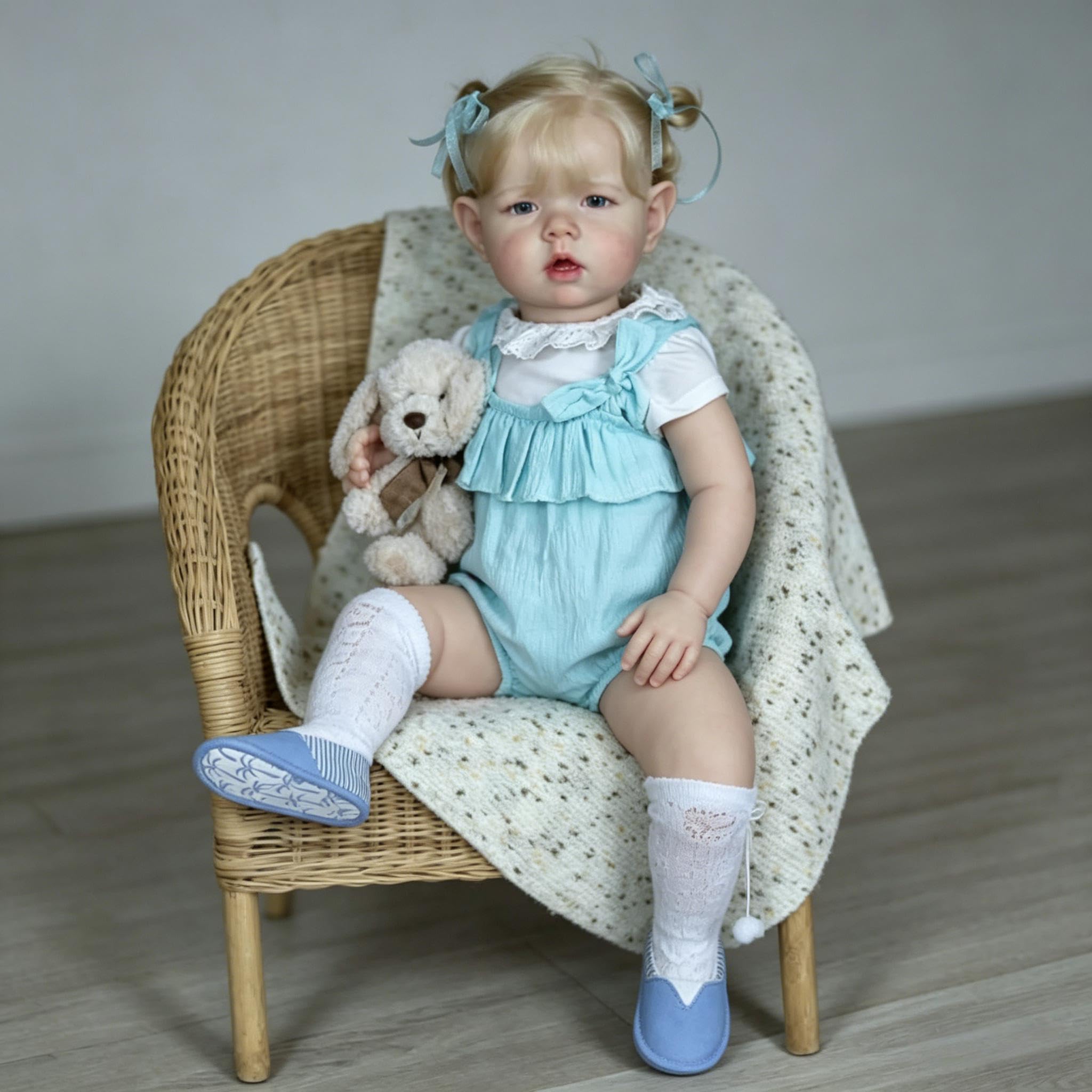 RXDOLL Duży rozmiar Reborn Baby Dolls Dziewczyna Blond Włosy 71 cm Realistyczne Reborn Maluch Lalki Miękka Tkanina Winylowa Body Realistyczne Lalki Niemowlęce, które wyglądają na prawdziwy rozmiar
