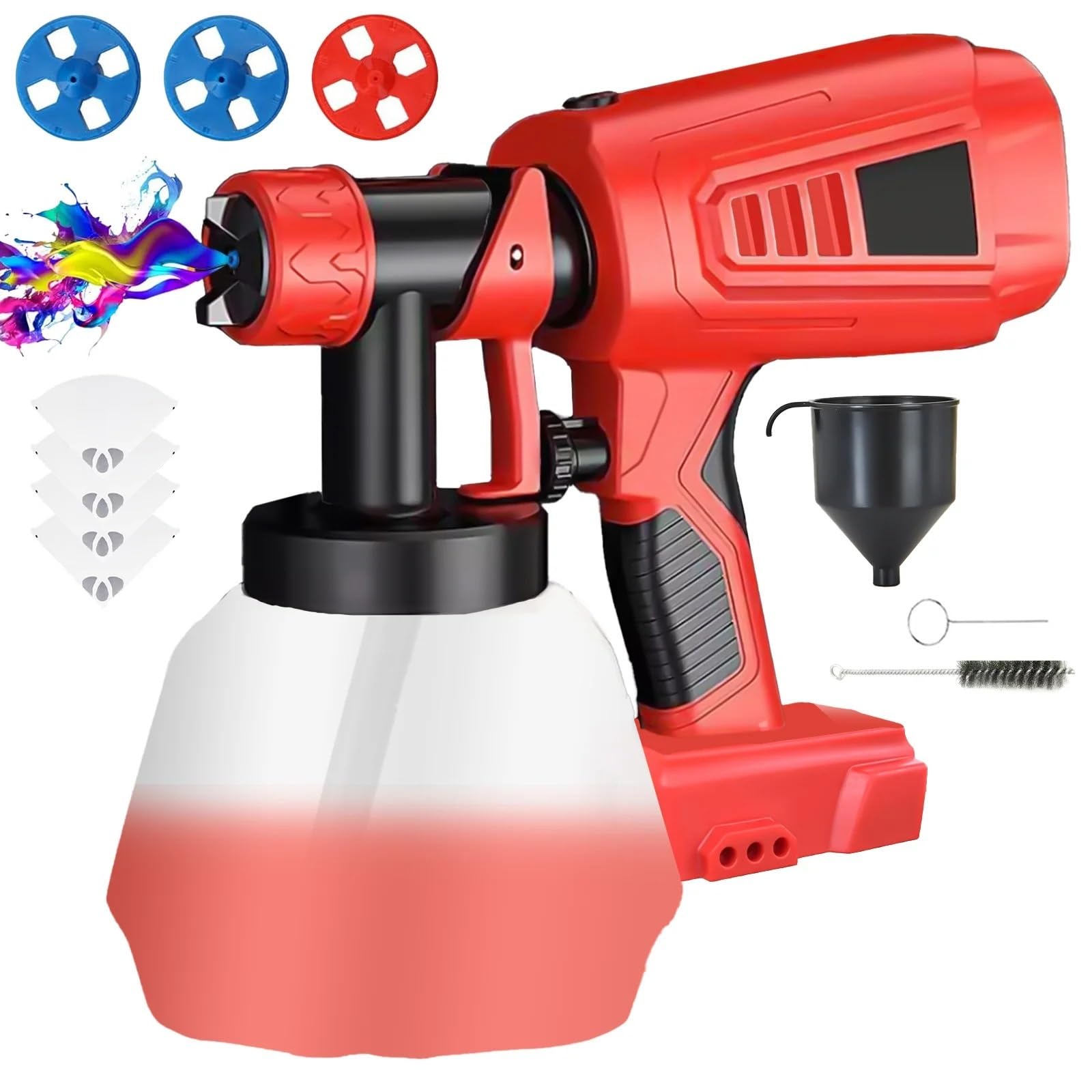 Rozpylacze farb Airless natryskowy Bezprzewodowy pistolet do malowania natryskowego, akumulator do pistoletu, elektryczny pistolet do malowania o pojemności 1000 ml do domu i ogrodu