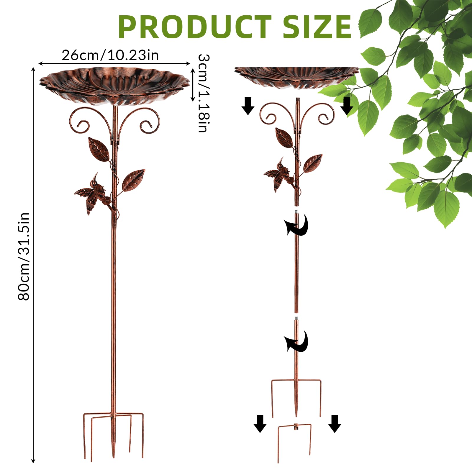 Abbeveratoio per Uccelli in Piedi Grande con Base Stabile, Ideale per Esterni Giardino Balcone Cortile, Uccelli Selvatici E Decorazione da Giardino