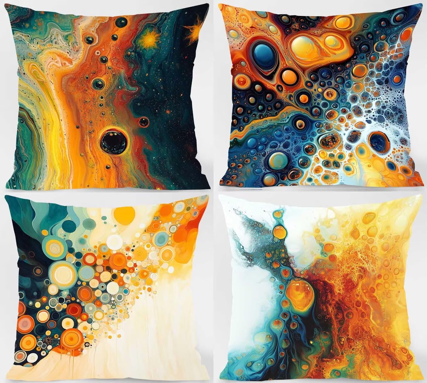 Abstrakcyjne poszewki na poduszki na sofę 55 x 55 cm, dwustronny nadruk dekoracyjny pokrowiec na sofę kolor pomarańczowy, poszewka na poduszkę zewnętrzna z niewidocznym zamkiem błyskawicznym, poszewki