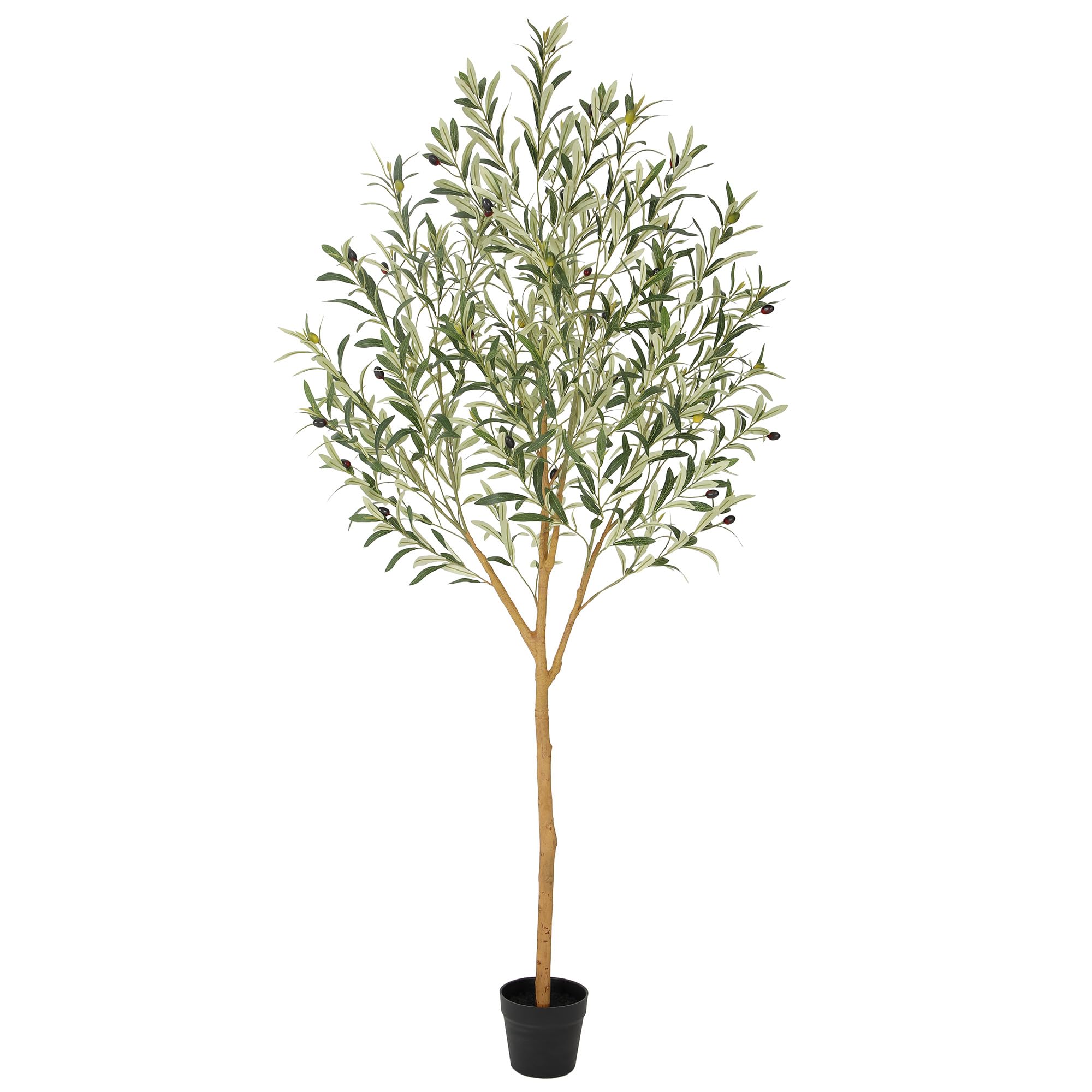 Bellacat 184cm Olivenbaum Künstlich mit Echt-Holzstamm, Kunstpflanze mit Realistischen FrüChten und BläTter, Künstlicher Olivenbaum für Wohnzimmer, Schlafzimmer und BüRo Dekoration