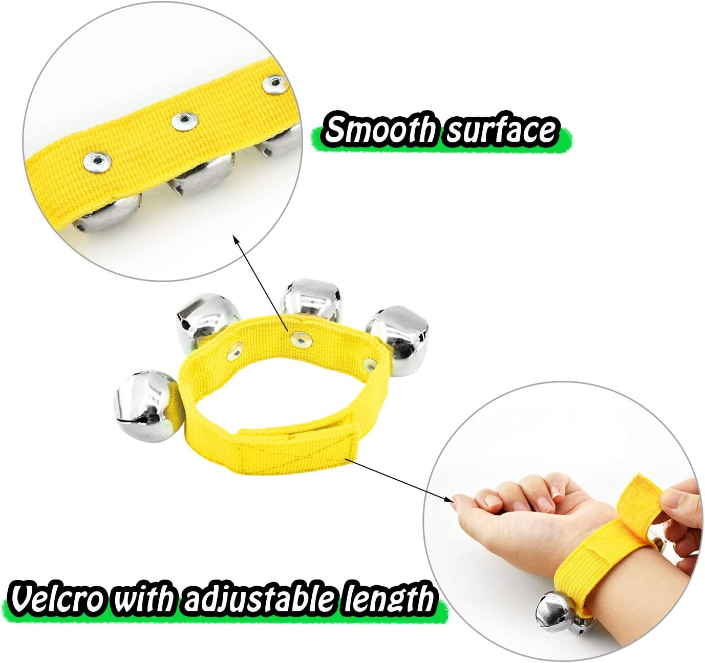 MUSICUBE Band Wrist Bells 6 Pairs 12 Pcs Hand Percussion Jingle Bells Ankles Bells Kids Musical Rhythm Instrument for Classroom or Party Supplies (6 Colors Included) : Musical Instruments