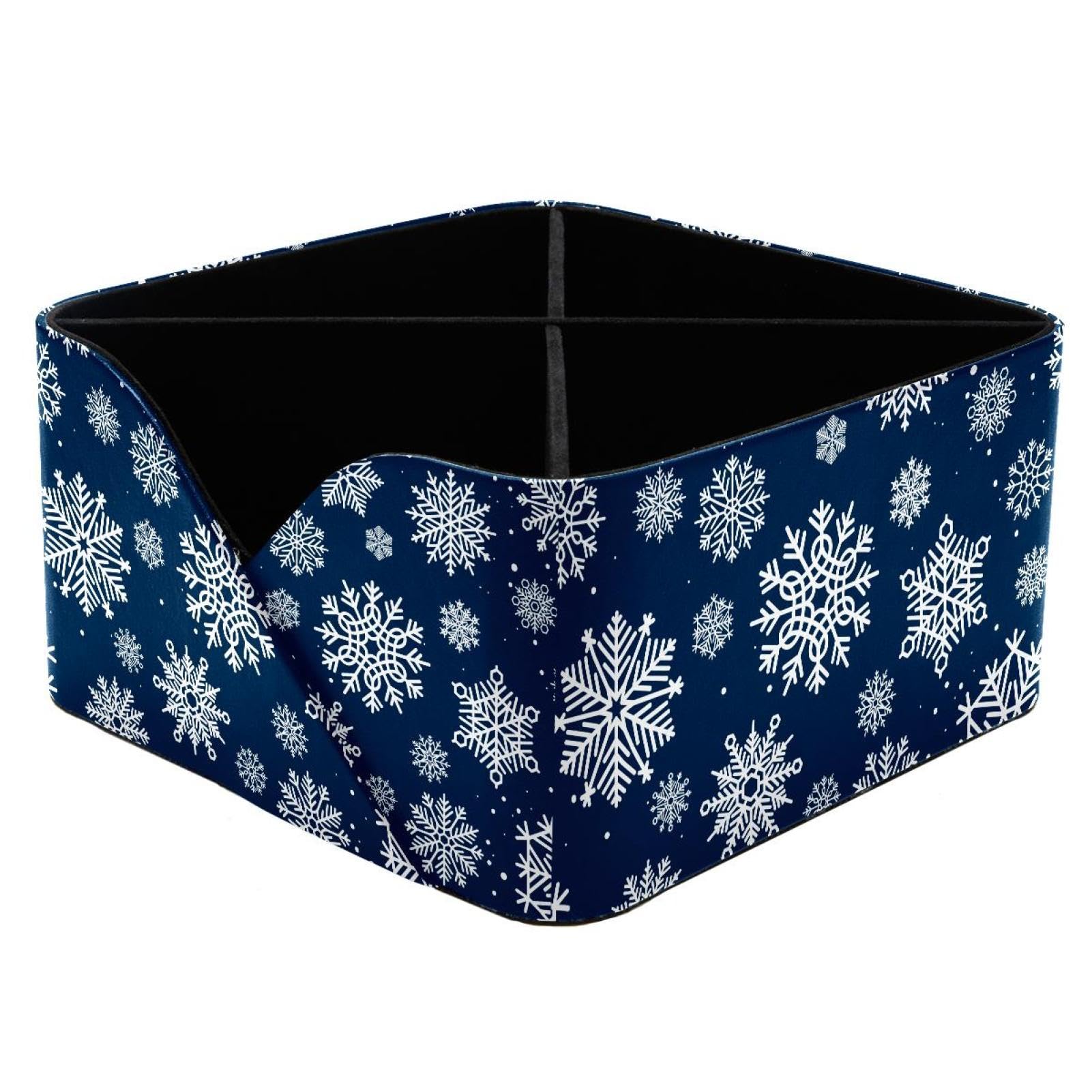 KengjuTesu Snow Flakes Desktop Organizer Pen Holder, Rectangular Pencil Cup for Office, Study and Makeup Stations