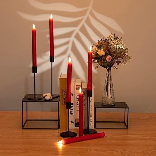 Miniatura 7 de Velas sin llama con temporizador remoto, paquete de 6 velas parpadeantes de cera que gotean, velas LED eléctricas, velas falsas para el día de la