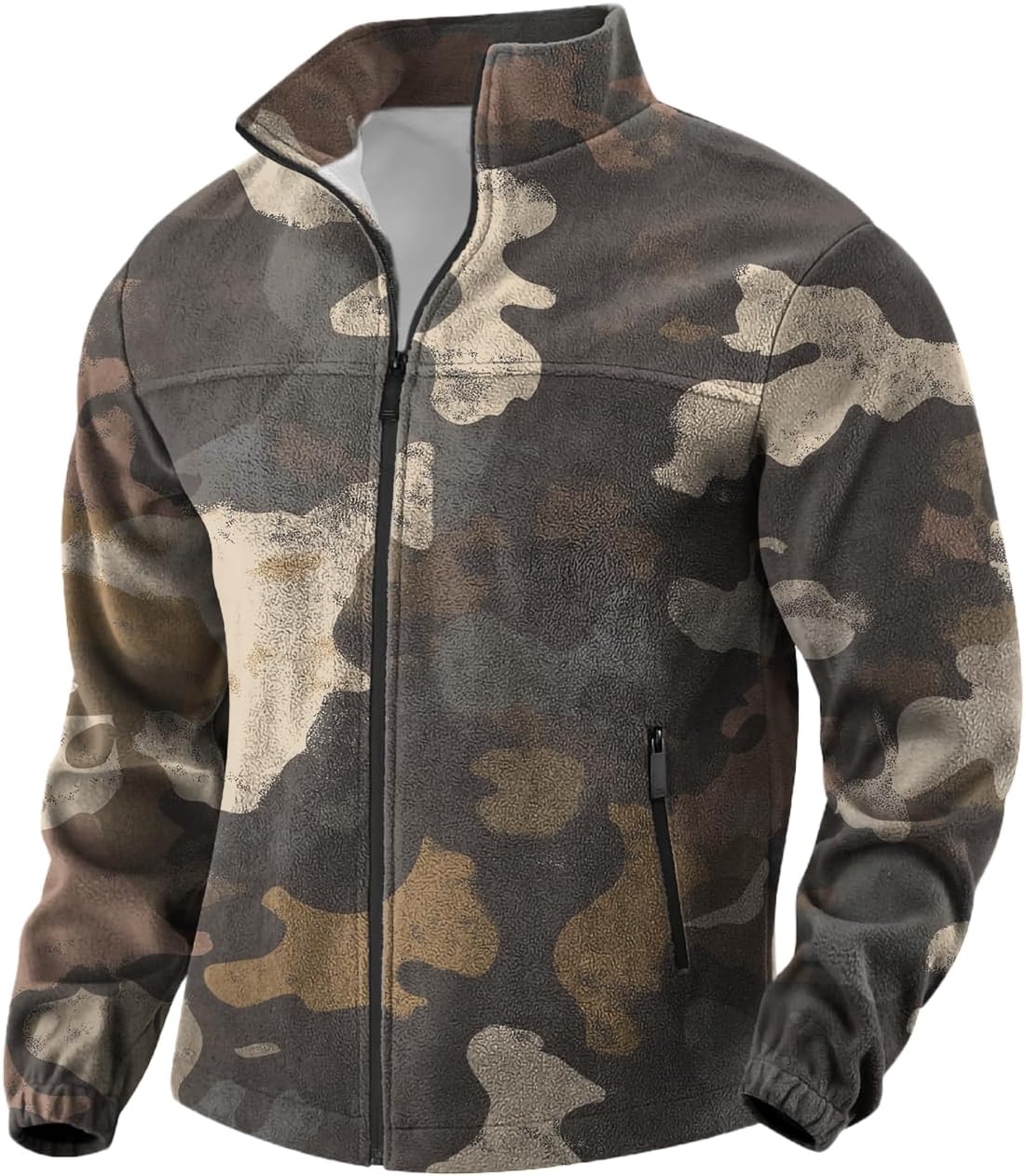 Full-Zip Retro Novelty Print Sweatshirt Mens Big and Tall Cool Camping Outdoor Activities Hoodies