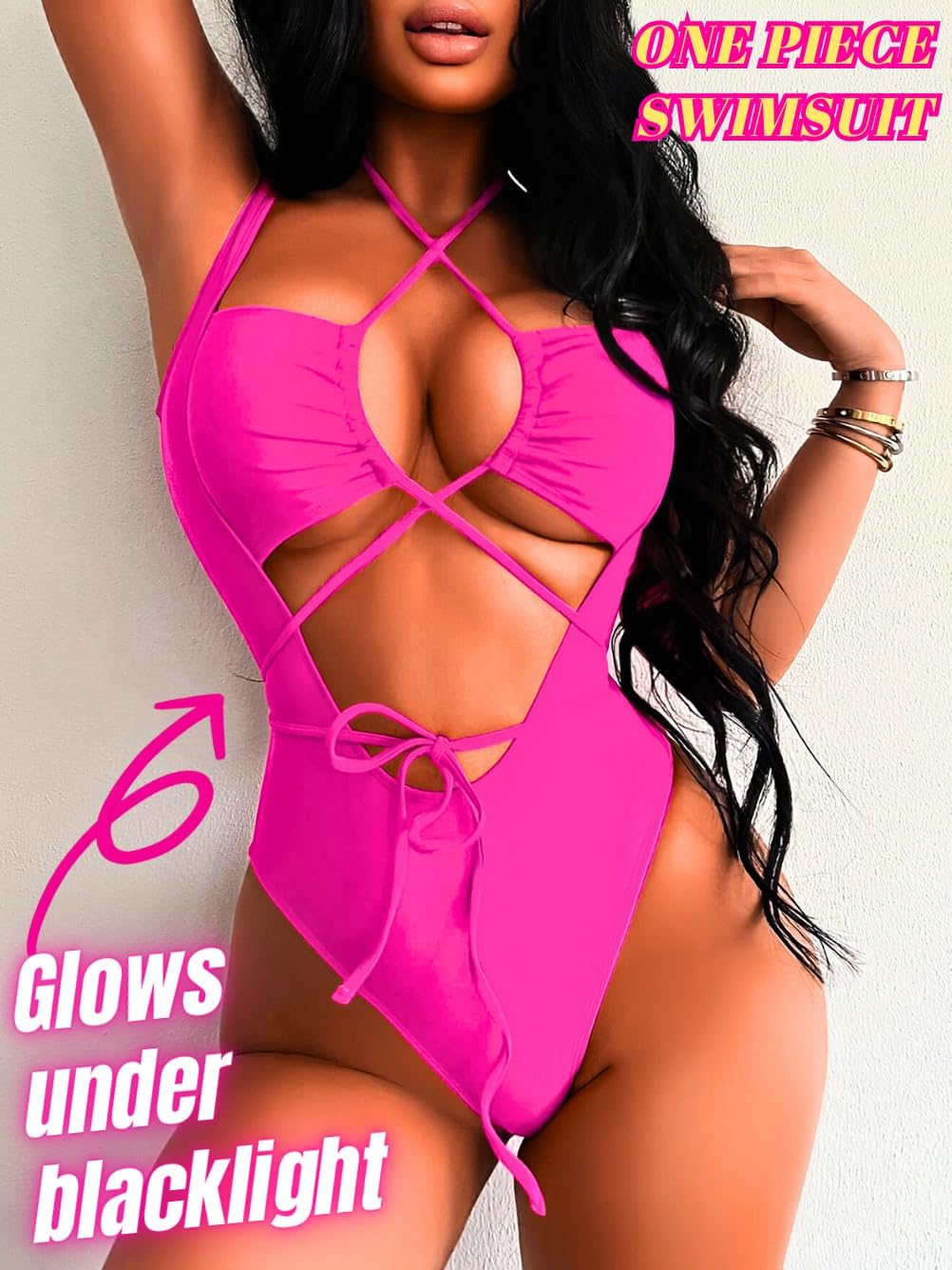 Cutout One Piece Swimsuit,Plunge High Cut Thong Sexy Monokini Bodysuit,Rave Outfit for Women Festival Pool Party - Image 2