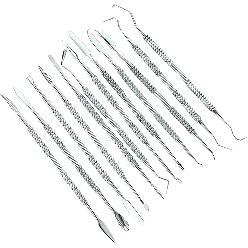 Stainless Steel Wax Carvers Set, Polymer Pottery Clay Spatula Carving Tool for Modeling, Sculpting and Shaping, Set of 12