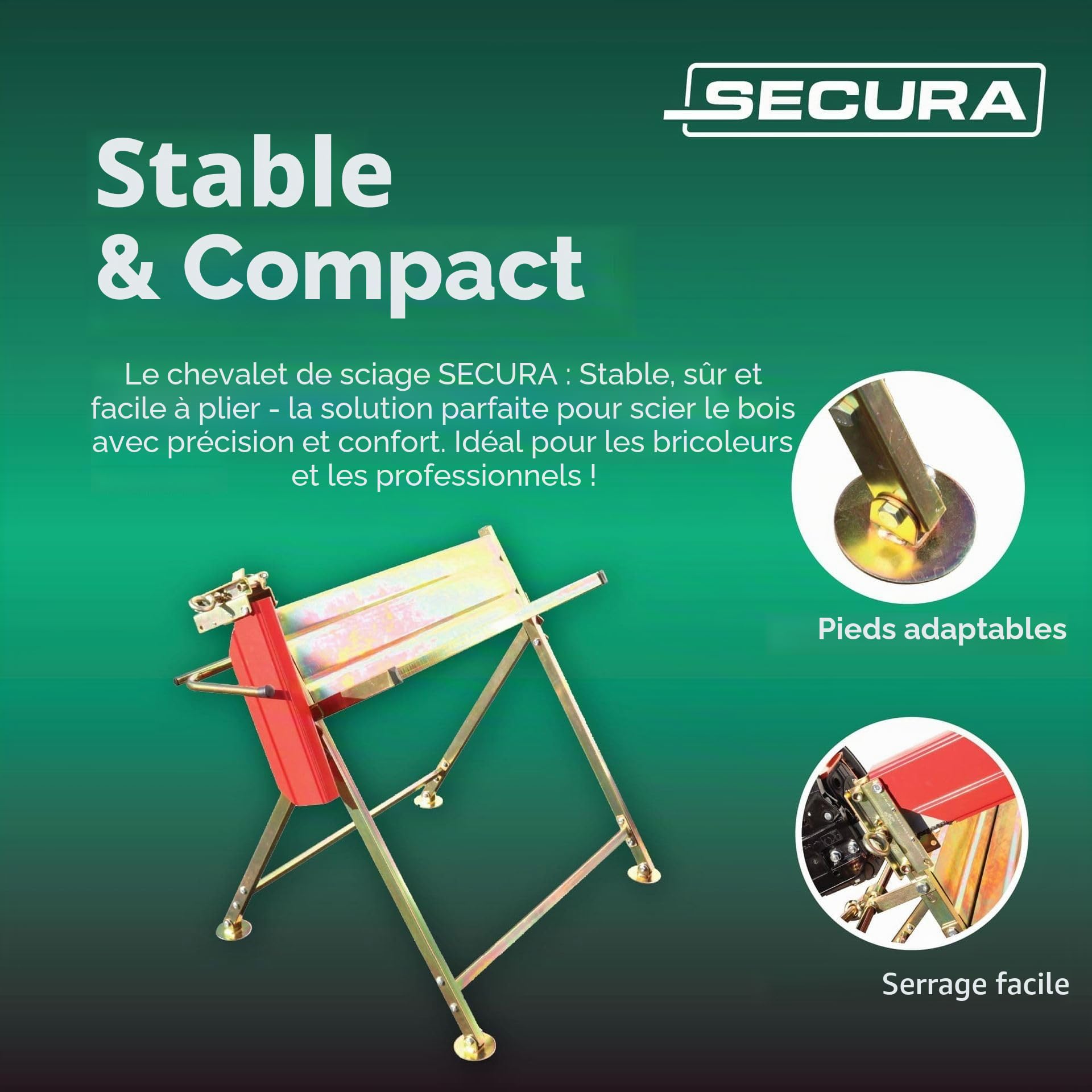 SECURA chevalet de sciage aide à la coupe du bois chevalet de sciage pliable compatible avec la tronçonneuse bois de chauffage bois