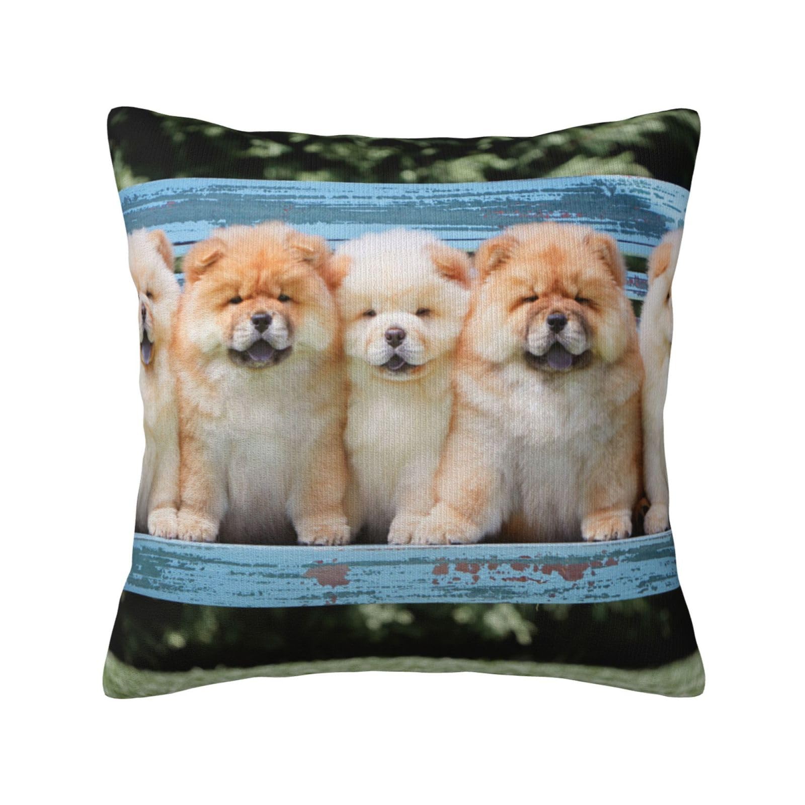 Chow-Chow Cute Dogs Five Puppies, Pillow Cover Decorative Throw Pillowcase Soft Polyester Cushion Covers 45x45 cm
