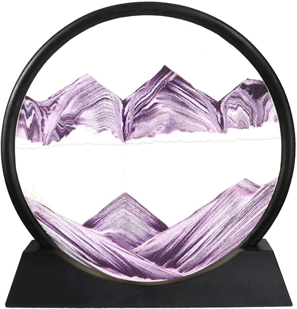cornici pittura sabbie mobili, Moving Sand Picture Round, Sandscape in Moving, 3D Dynamic Quicksand Painting, Moving Sand Art Picture Cornice rotonda in vetro, Giocattoli rilassanti e decompressivi fo