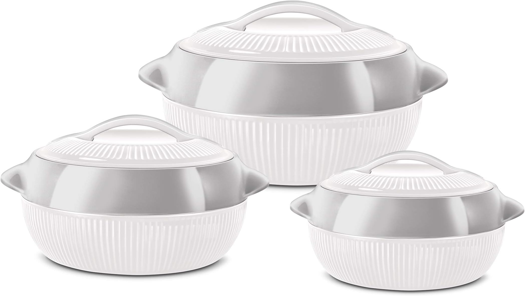 Fiesta Insulated Casserole Set 3pc 1-1.5-2.5L (White-Silver)