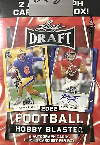 Miniatura 3 de 2022 Leaf Football Draft Picks HOBBY Blaster Box with a including Kenny Pickett Complete 10 Card Set and 2 GUARANTEED AUTOGRAPHS with Chance for