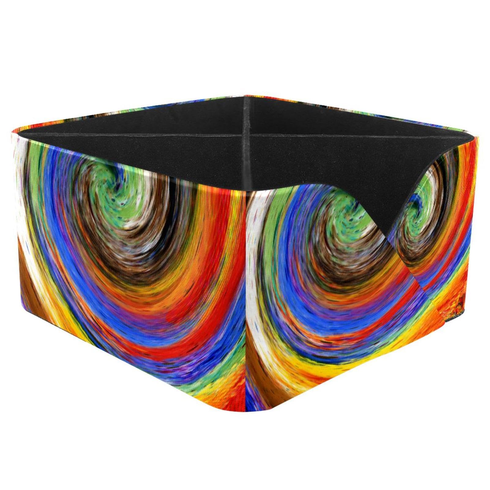 KengjuTesu Abstract Colorful Swirl Desktop Organizer Pen Holder, Rectangular Pencil Cup for Office, Study and Makeup Stations