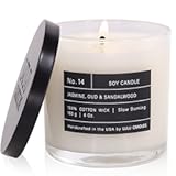Jasmine&comma; Oud & Sandalwood &vert; Luxury Scented Soy Jar Candle &vert; Hand Poured in The USA &vert; Highly Scented Long Lasting &lpar;6 Oz&period;&rpar;