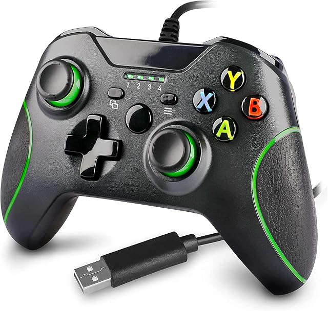 Wired Controller for Xbox One, Wired Xbox one USB Gamepad Controller Compatible with Xbox One/S/X/PC Windows 7/8/10 with 3.5mm Headset Audio Jack(Black)
