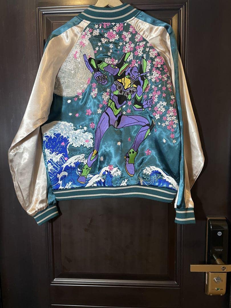 Amazon.co.jp: EVAx錦 荒波と初号機総刺繍スカジャン ネイビー : おもちゃ