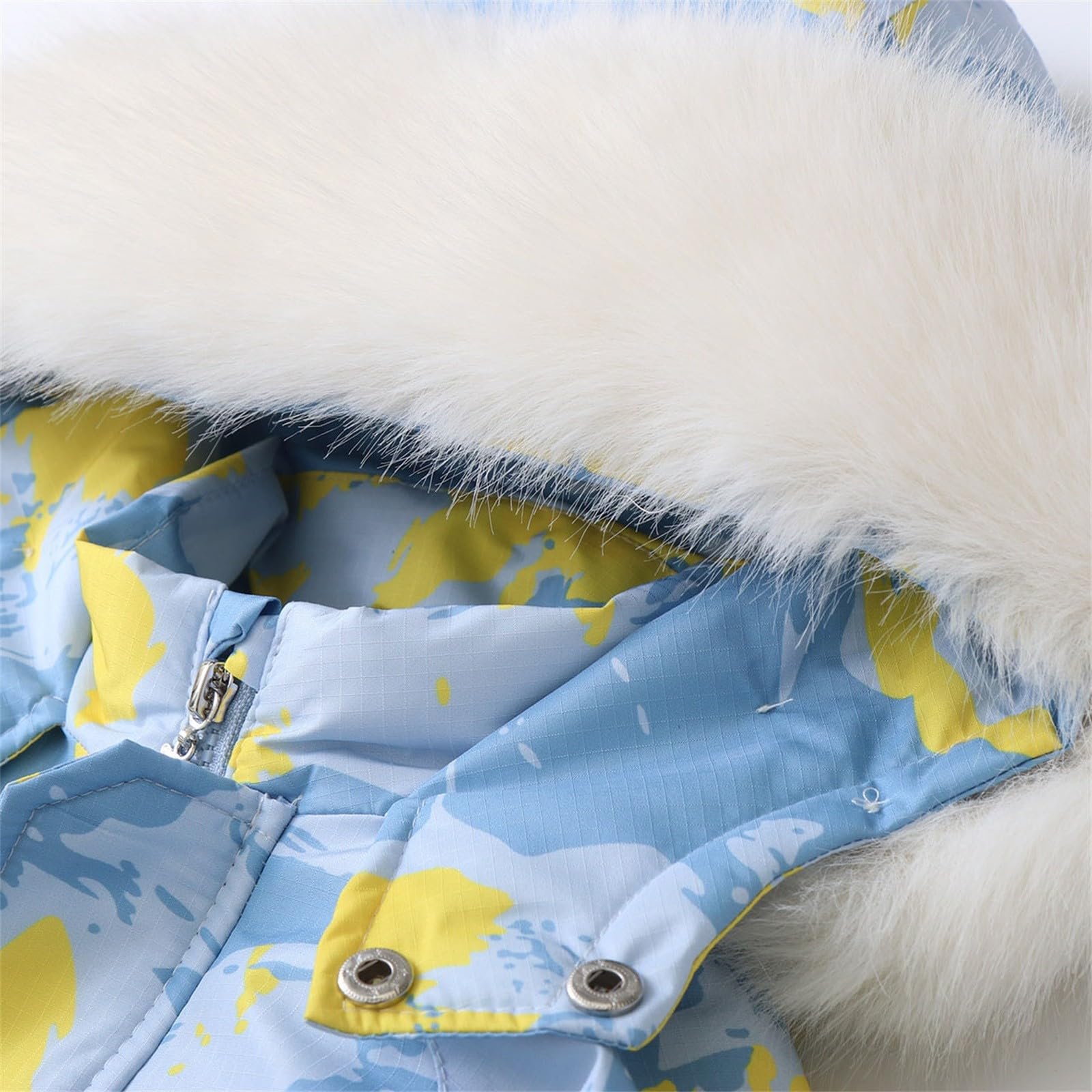 Generisch Unisex Niños Traje de Nieve De Una Pieza Mono De Esquí Con Cuello De Piel Capucha Y Estampado Grueso Traje De Invierno A Prueba De Viento Cómodo Suave Chaqueta De Acolchado Casual Lindo