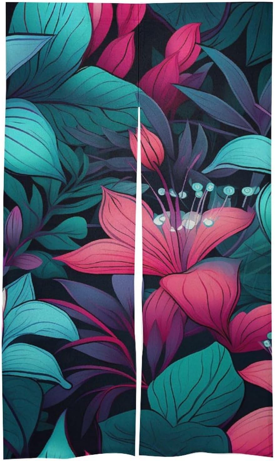 Tropical Flowers Door Curtain Blackout Door Cover Curtains Door Screen for Home Accessories