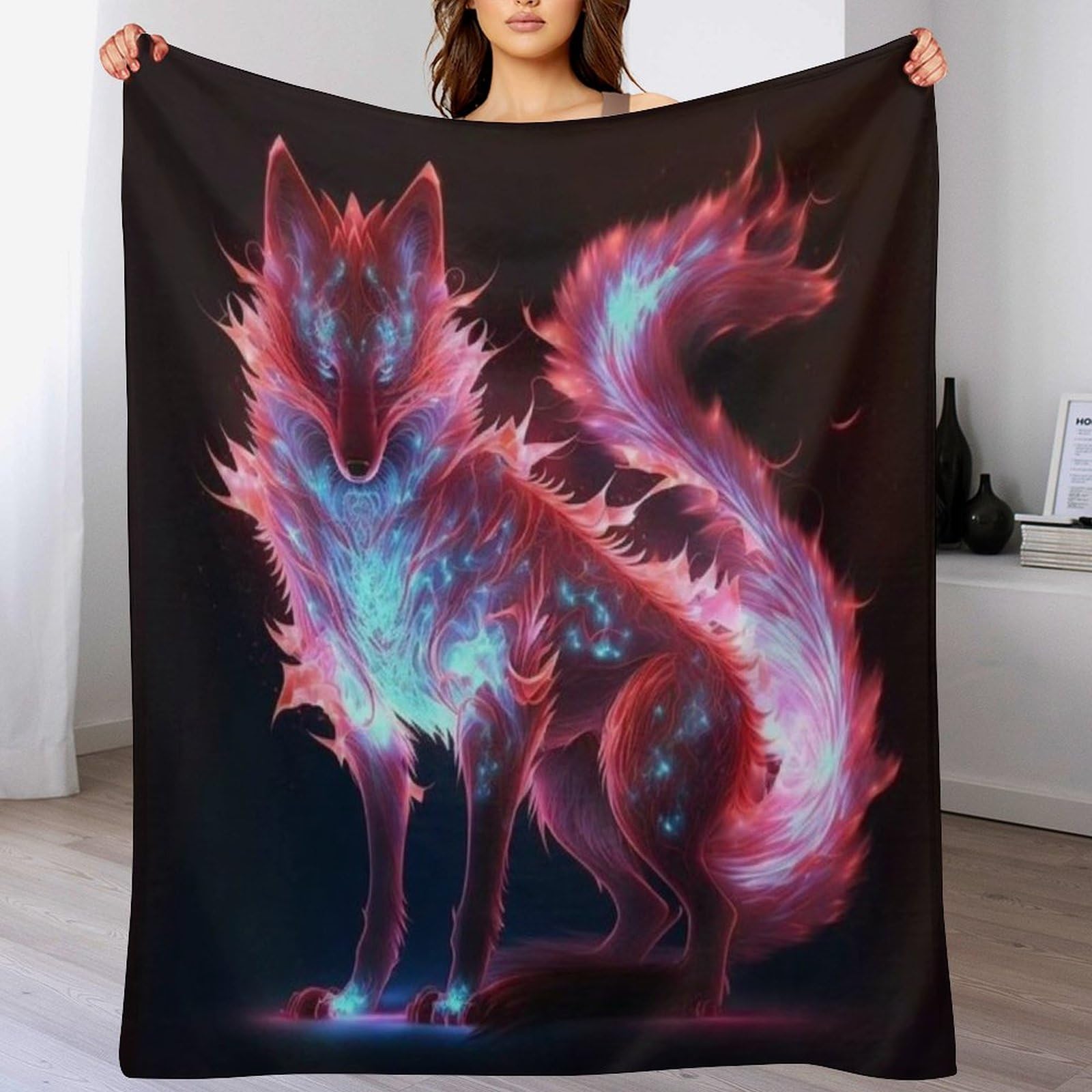 Couverture polaire renard en flannel douce pour lit et canapé 130x150cm