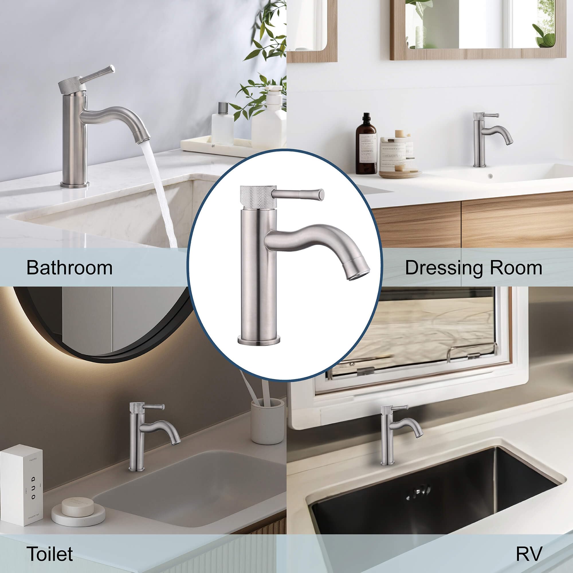 Armatur Badezimmer aus Gebürstetes Nickel mit Verlängerung,Strahlregler,Waschtisch Waschtisch,Wasserhähne für Badezimmer Waschtische,Bauernhaus und Wohnmobil