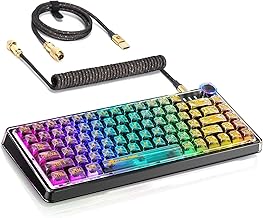 ATTACK SHARK Mechanical Keyboard, Transparent PC Keycaps, Custom RGB Gaming Keyboard, Gasket QMK/VIA Keyboard, Linear Switch, Coiled Cable, CK75, X75, TKL Hot Swappable Wired Keyboard for PC Gamer