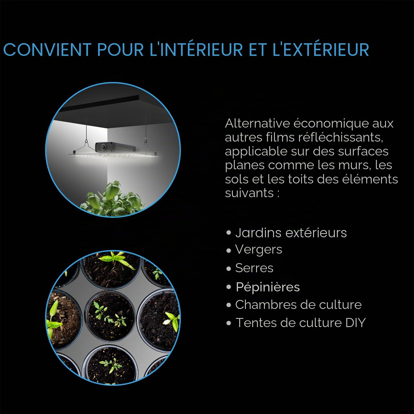 AC Infinity Rouleau de film Mylar 1,2 x 15,2 m, feuille d'aluminium PET réfléchissante résistante aux déchirures pour serres, terrasses, jardins et salles de culture à faire soi-même