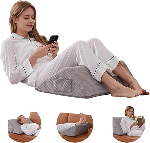 Miniatura 7 de Almohada de cuña para rodilla, almohada de espuma viscoelástica para piernas, cuña de cama para dormir, almohada triangular post-cirugía para