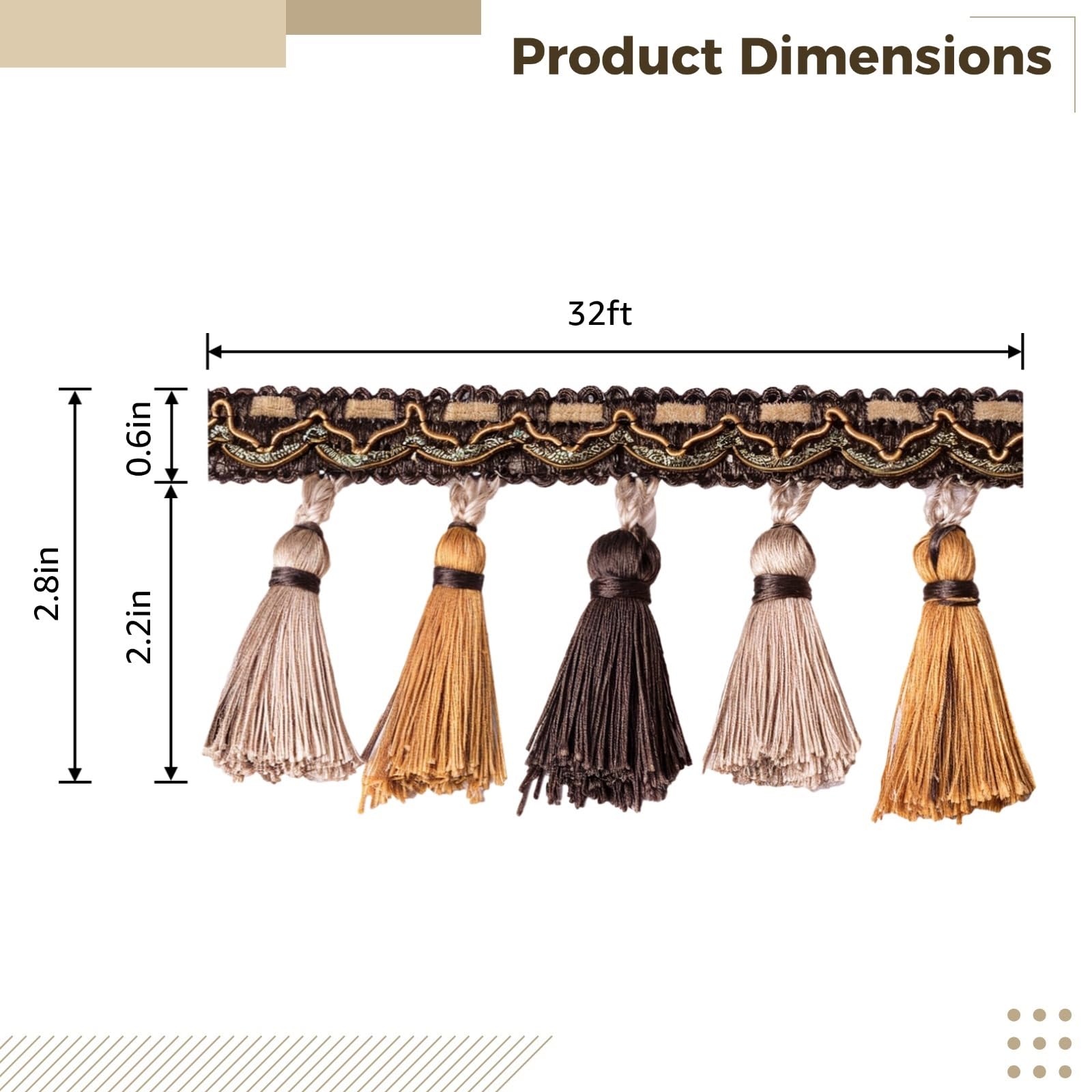 Frange à pompons 3 couleurs pour rideaux et canapés, style européen, bordure décorative en polyester pour un usage domestique, ajoute un attrait élégant à l'intérieur