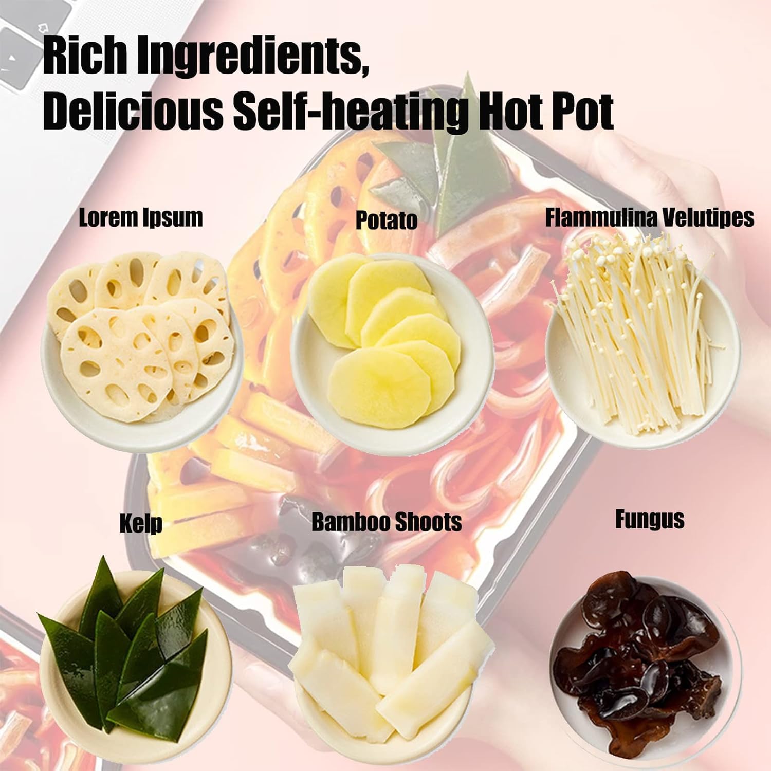 SntCrave Self-Heating Vegan Hot Pot 860g | Spicy Malatang 2 x 430g | Ready in 15 minutes using cold water in the heating tray; no hob or electricity needed for camping picnics and travel. product thumbnail 6