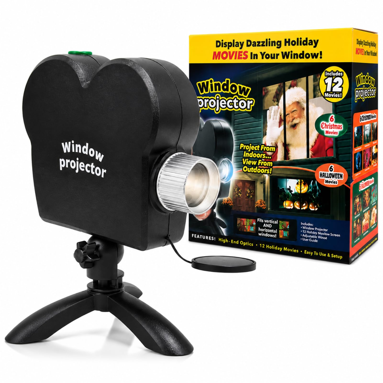 Halloween Window Projector with Stand, Curtain & 12 Scary Pattern Lamp