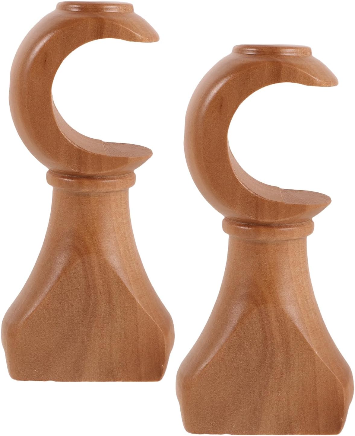 2pcs Wood Curtain Rod Brackets, Solid Wood Drapery Rod Supports for Wall and Ceiling Mount, Bedroom Living Room Window Curtain Holders
