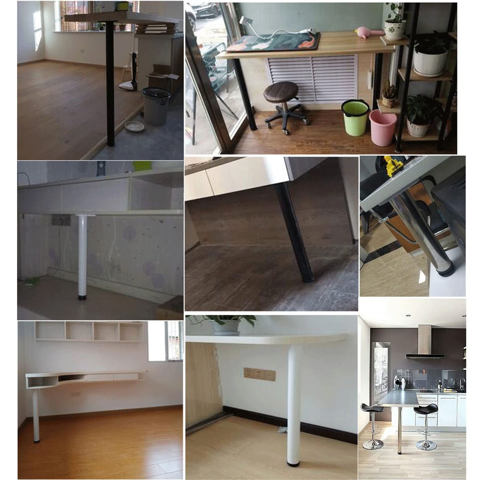 Metalowe futrzane nogi białe aluminiowe nóżki do biurka i szafki kuchennej niestandardowa wysokość (70 cm) zawiera śruby idealne do projektów DIY.