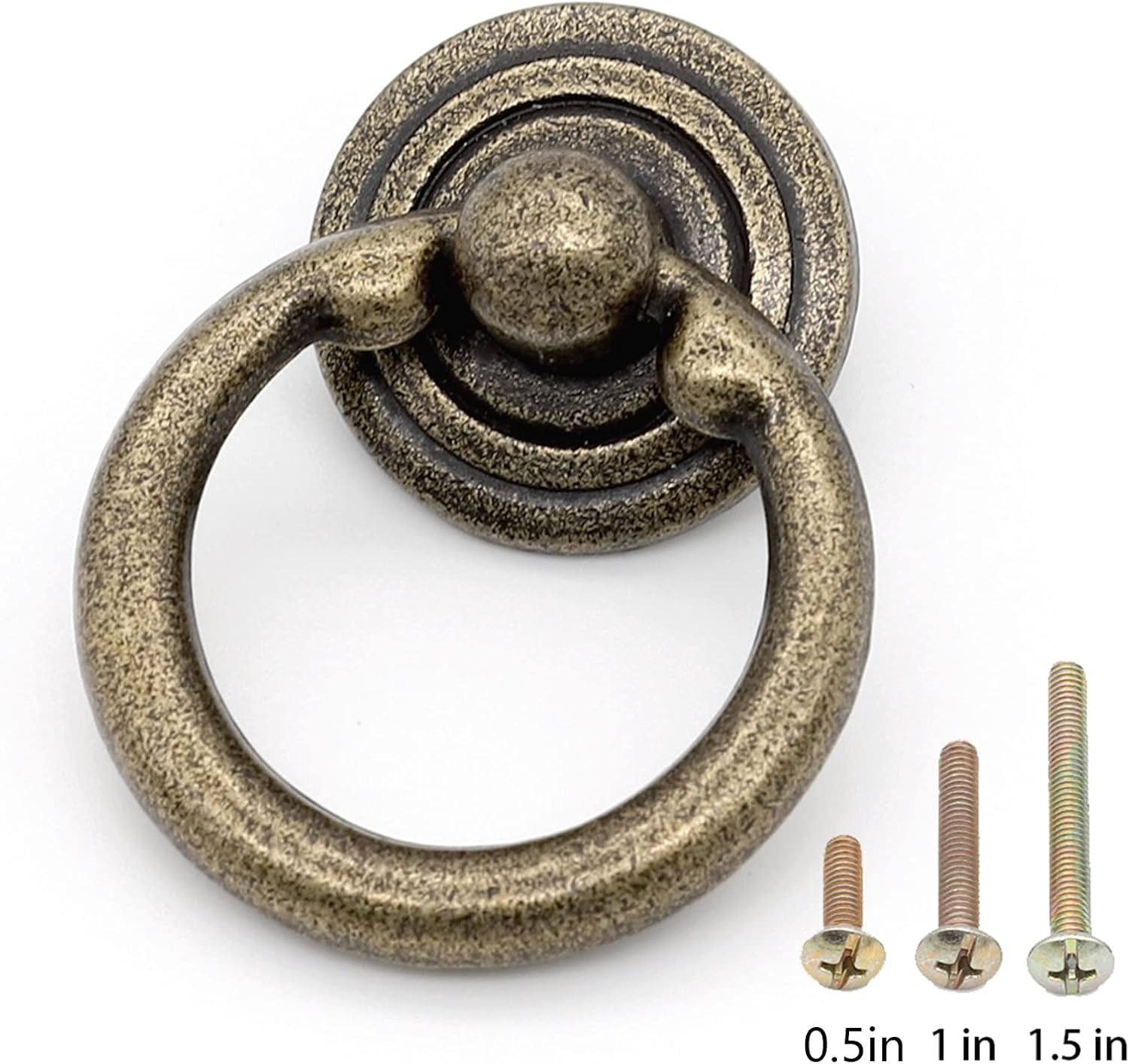 Ring Drawer Pulls Handle Ring Knobs for Cabinet Drawer Dresser Cupboard Wardrobe Antique Bronze 1.5 Inch Pack of 10