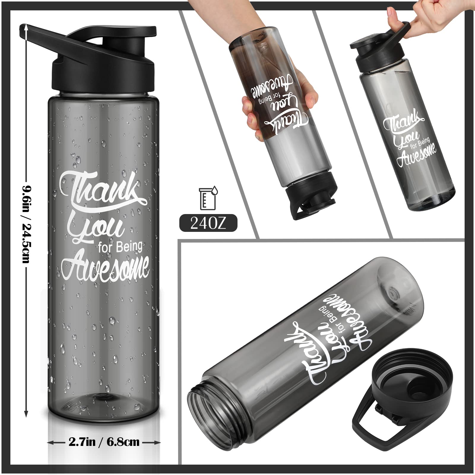 Didaey 20 Stück Kunststoff-Wasserflaschen, 680 ml, motivierende Trinkflasche, Outdoor-Sportflasche, Dankeschön-Geschenke, BPA, schadstofffrei, perfekt für Camping, Fitnessstudio und Büro (mehrfarbig)