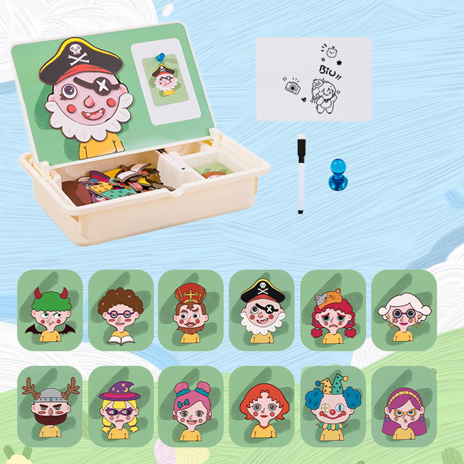 Magnetisches Puzzle-Set mit magnetischer Lernbox | Kreative Aktivitäten von x für 3