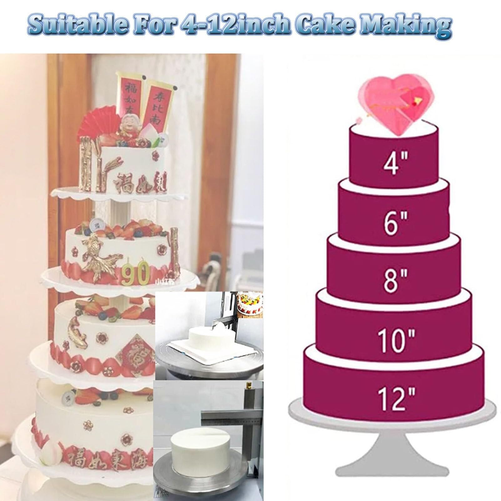 APKLJIUY Automatic Cake Plastering Machine Cake Cream Spreading Coating Smearing Machine Cake Cream Decorating Spreader 4-12inch Cake 304 — view 2