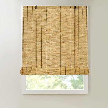 Natural Bamboo Blinds, Roller Window Shades Bamboo Shades, Indoor/Outdoor Bamboo Roll Up Blinds with Lift/Cordless, Reed Curtain for Patio 20/30/32/35/38/42/45/50/66/72 Inch Width  Size 45" W x 72"